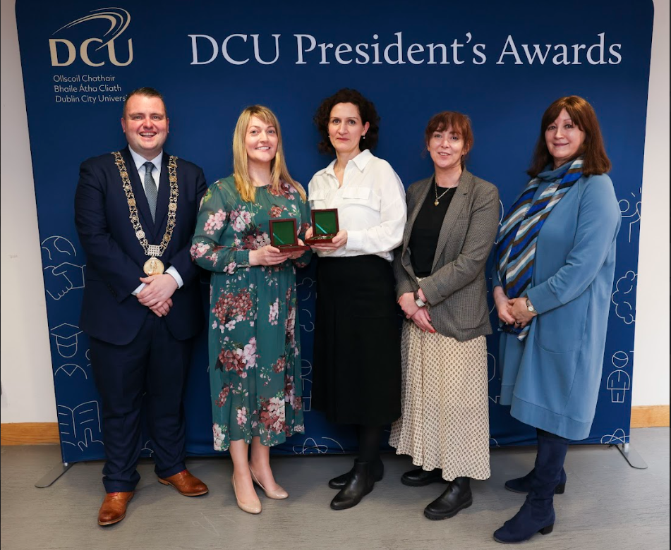 Daithí de Róiste, Lord Mayor of Dublin; Alexis Carey, Dr Sylwia Kazmierczak-Murray and Kathryn O'Mahony from the School of Inclusive and Special Education, and Professor Anne Sinnott, Deputy President of DCU.