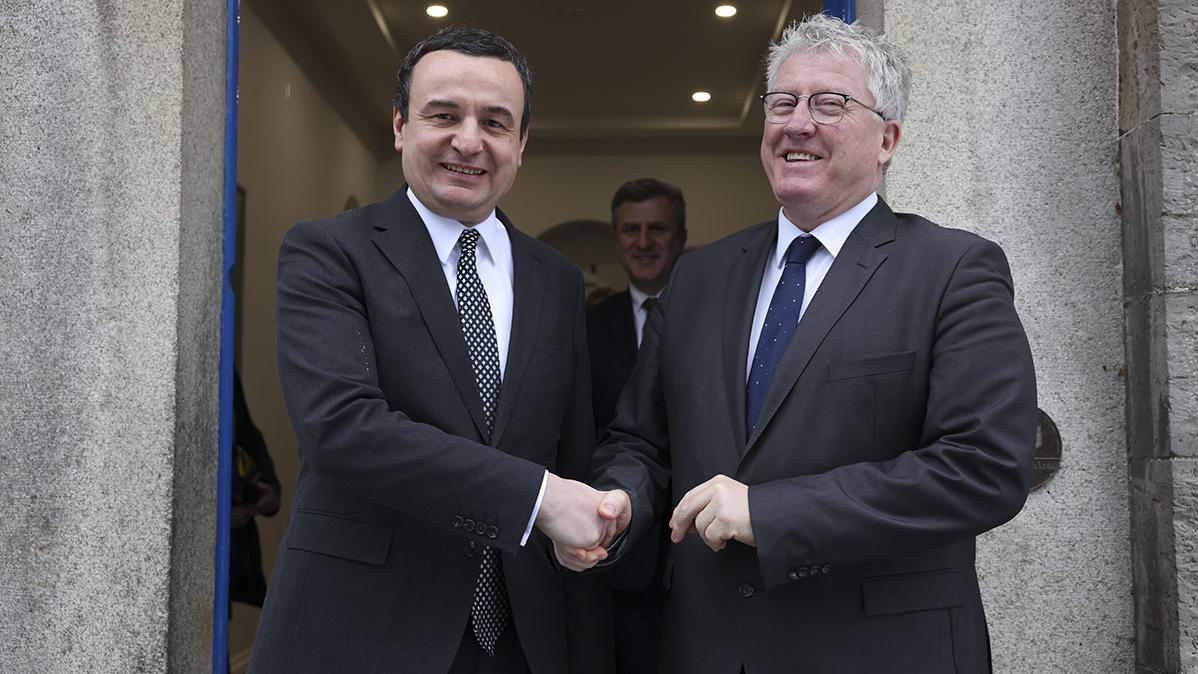 DCU President Daire Keogh welcomes Prime Minister of Kosovo, Albin Kurti, to Dublin City University.