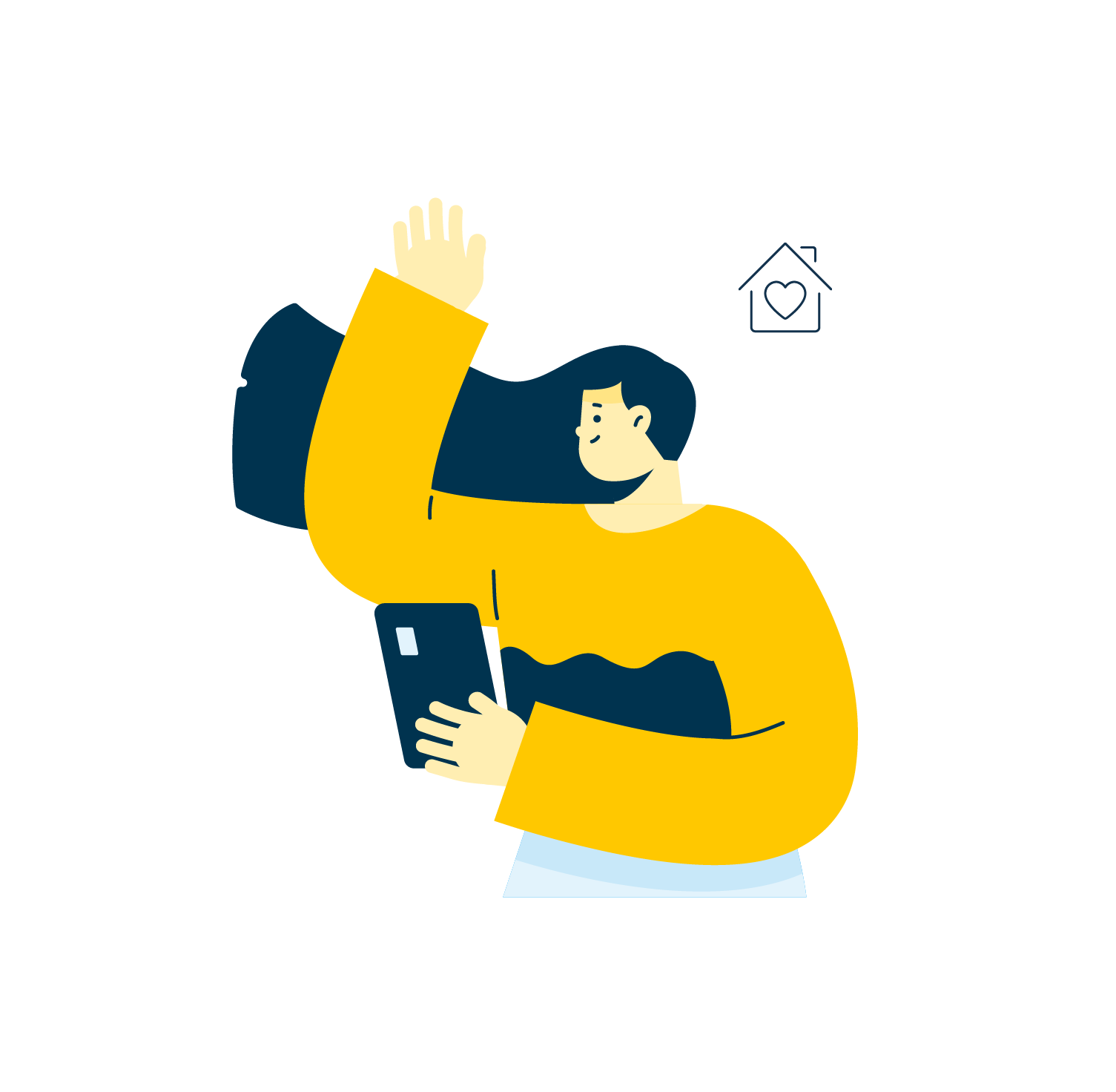 Illustration of a user holding a phone