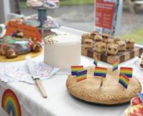 Shows homemade apple pie during DCU Bake Off for Barretstown