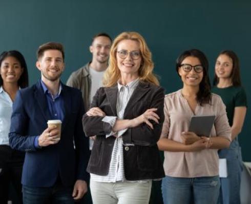 Group of colleagues posing for a photo