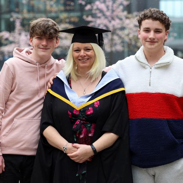 Theresa O'Donohoe with her sons Robert and Darragh Carter March Graduation 31st March 2023