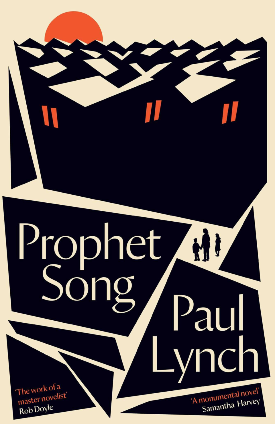Book cover of Prophet Song by Paul Lynch - graphic of houses with red windows