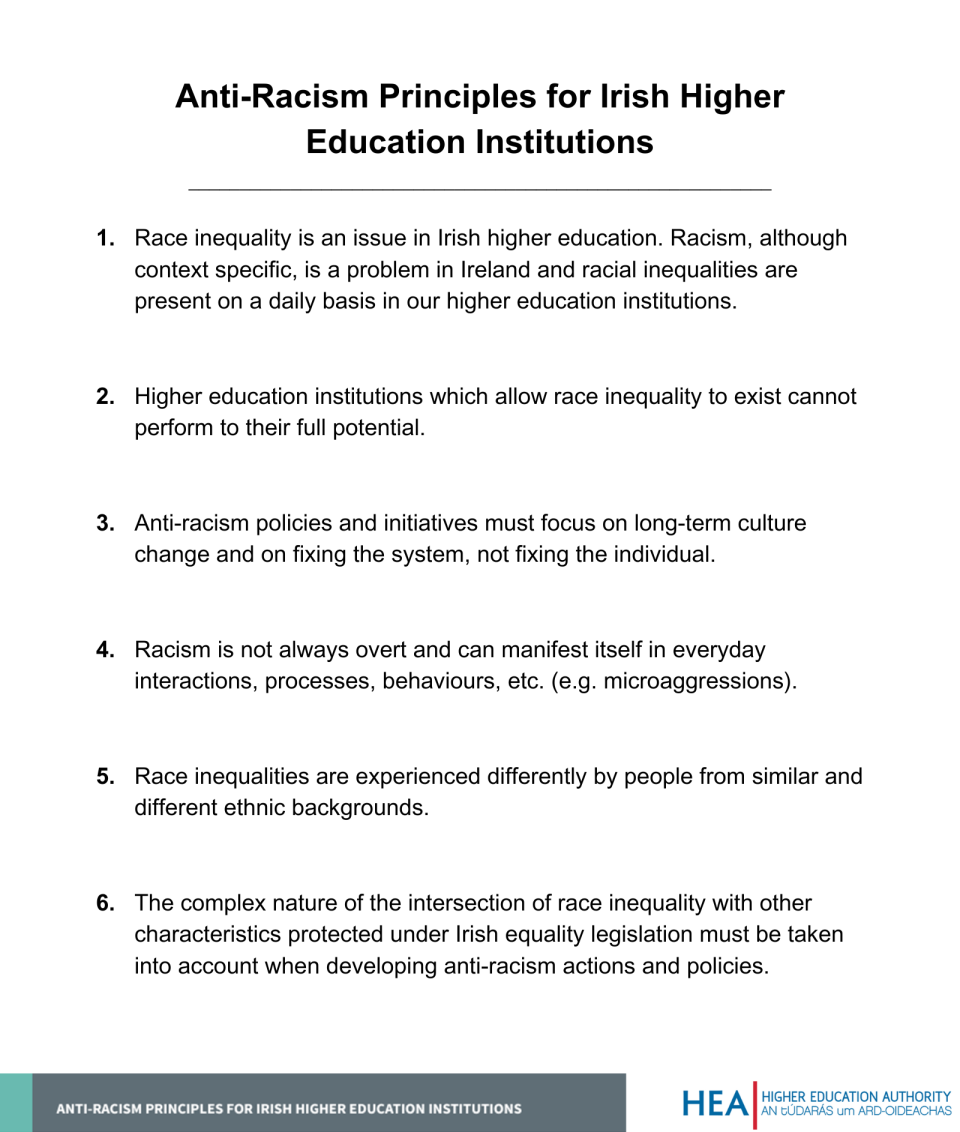 List of 6 HEA Anti-Racism Principles