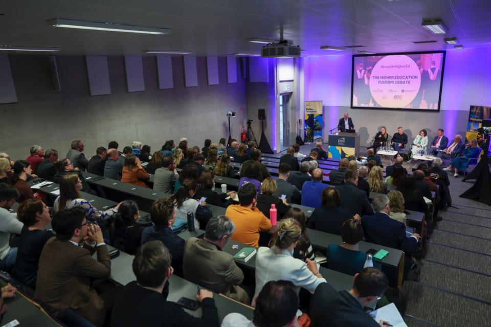 A wide view of the IUA Hustings event in DCU.