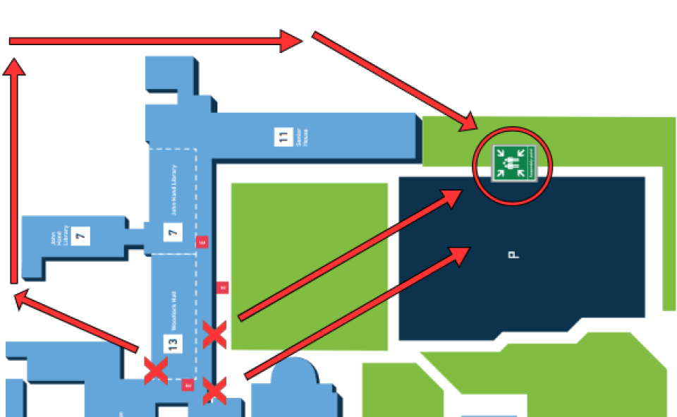 Map of the fire assembly point on the All Hallows campus