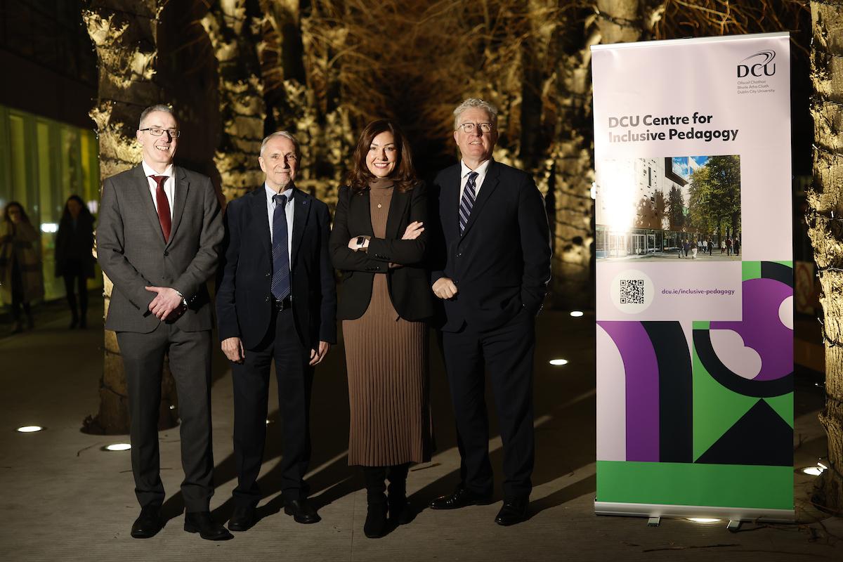 Dr Joseph Travers, Professor Mel Ainscow, Dr Aoife Brennan and DCU President Professor Daire Keogh at the launch of the DCU Centre for Inclusive Pedagogy. 