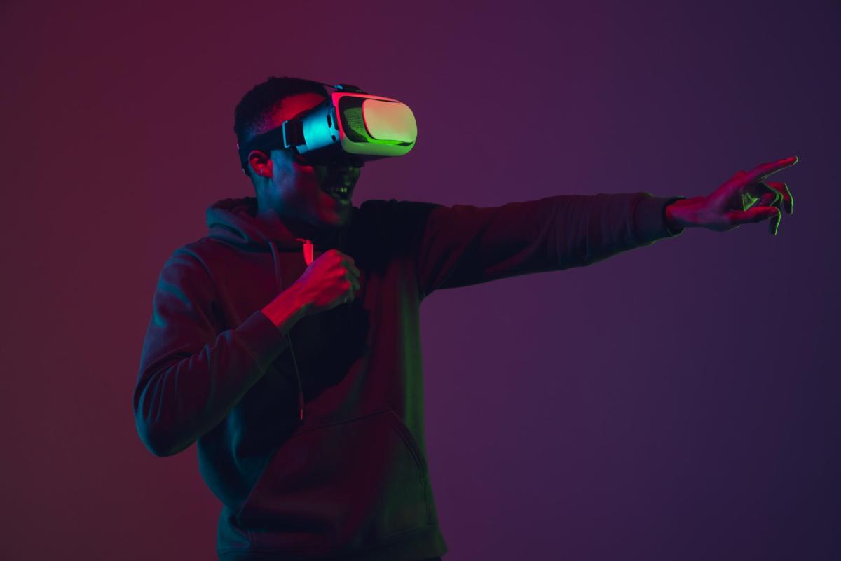 This image shows a man using a VR set