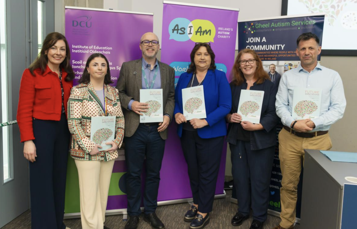 Dr Aoife Brennan (Head of School of Inclusive Education), Dr Sophie Butler (Report Author), Dr Neil Kenny (Report Author), Minisiter Anne Rabbitte, Dr Jane O'Kelly (Report Author), Mick Teehan (Director of Gheel Autism Services)