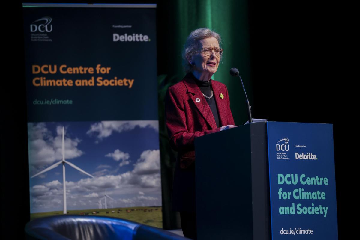 Mary Robinson addressing the Climate Change conference.
