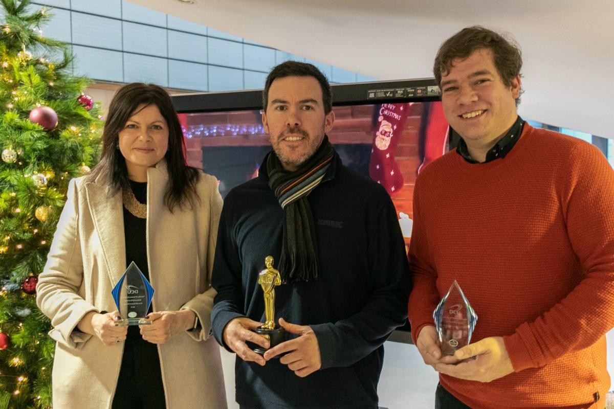 School of Biotechnology Award Winners, 2019. (L-R) Prof. Christine Loscher, Mr. David Cunningham, Asst. Prof. Keith Rochfort