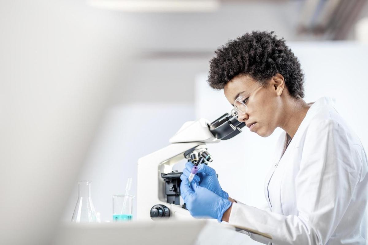 One student working in a lab