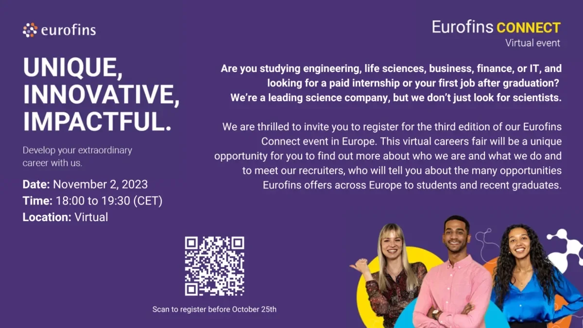 Scan the QR code to access our European Eurofins Connect event.