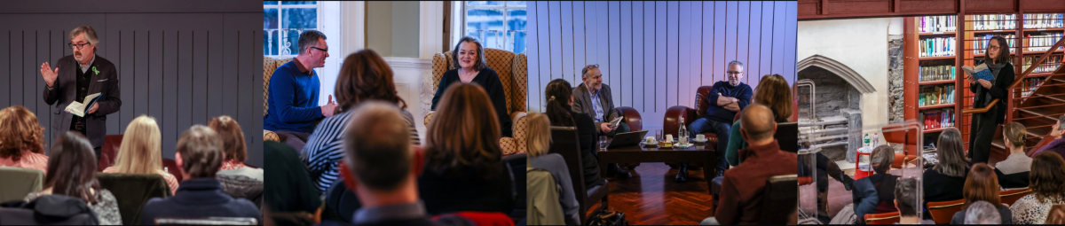 Selection of images from various book clubs in DCU - authors read from their book, or speak to the audience