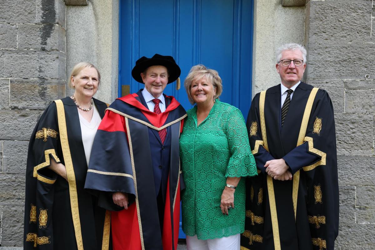 DCU Chancellor Brid Horan, Enda Kenny, Fionnuala Kenny and DCU President Prof Daire Keogh