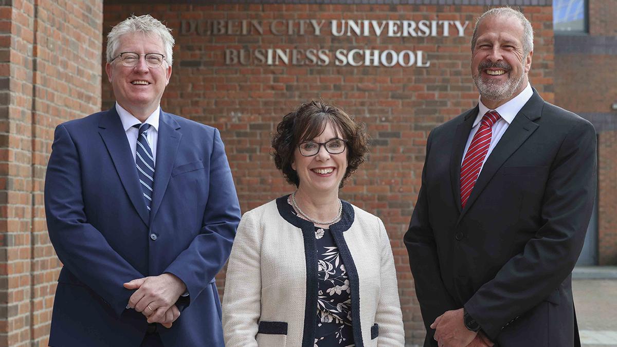 From left: DCU President Professor Daire Keogh, Professor Barbara Flood and Professor Dominic Elliott, Executive Dean of DCU Business School