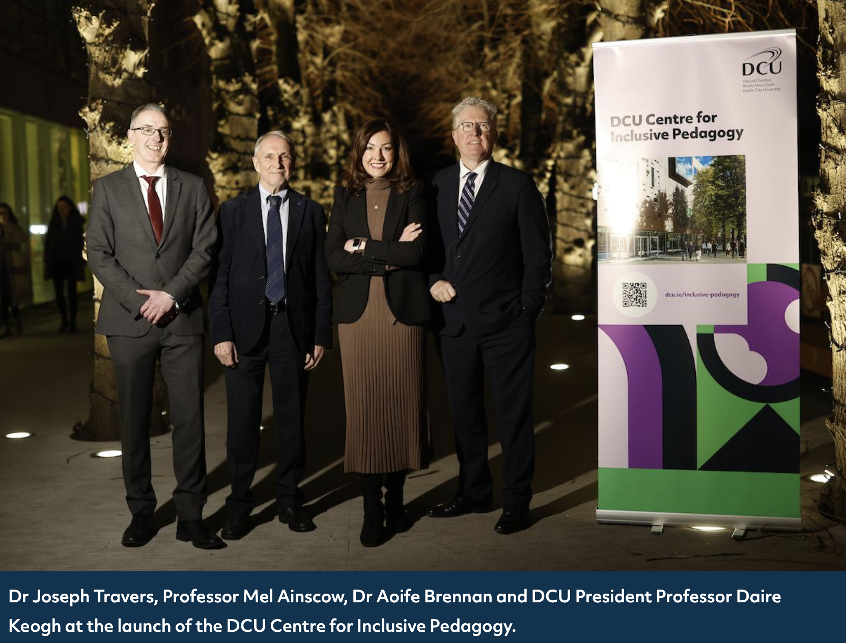 Dr Joseph Travers, Professor Mel Ainscow, Dr Aoife Brennan and DCU President Professor Daire Keogh at the launch of the DCU Centre for Inclusive Pedagogy.