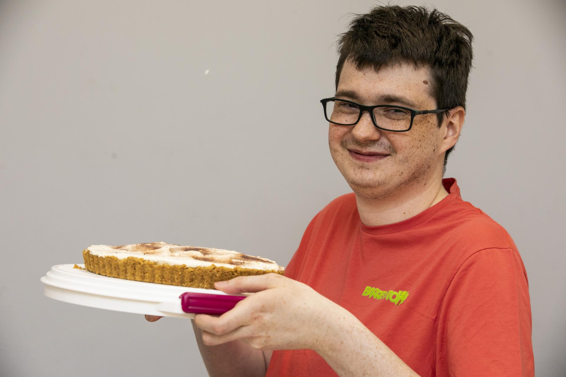 Shows Philip Morgenfurt with his original 'Love, Actually' Banoffee Pie