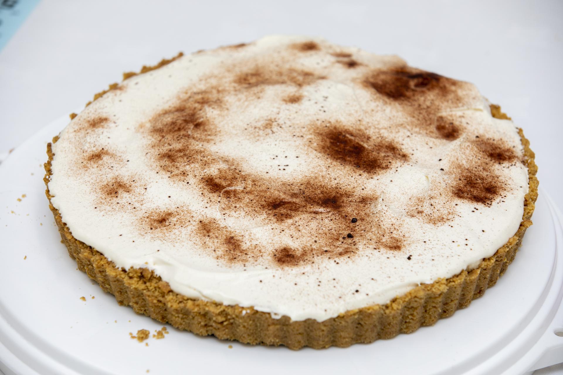 Shows Philip's Banoffee Pie for DCU Bake off for Barretstown